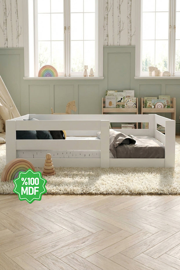 Ninnimo 90x190 Yatak Uyumlu Beyaz MDF Montessori Karyola- MY19-1