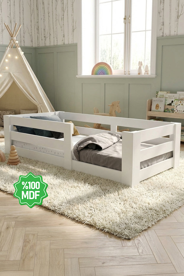 Ninnimo 90x190 Yatak Uyumlu Beyaz MDF Montessori Karyola- MY19-1