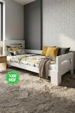 Newmod Touch 90x190 Yatak Uyumlu Beyaz MDF Karyola Q4001-1
