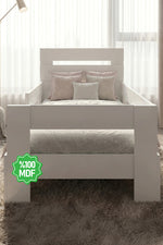 Newmod Touch 90x190 Yatak Uyumlu Beyaz MDF Karyola Q4000-1