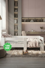 Newmod Touch 90x190 Yatak Uyumlu Beyaz MDF Karyola Q4000-1