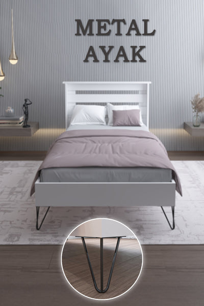 Ninnimo YENİ STİLL 90x190 Yatak Uyumlu Mdf Beyaz Tek Kişilik Karyola