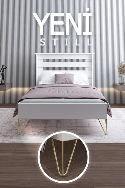 Ninnimo YENİ STİLL 90x190 Yatak Uyumlu Mdf Beyaz Tek Kişilik Karyola