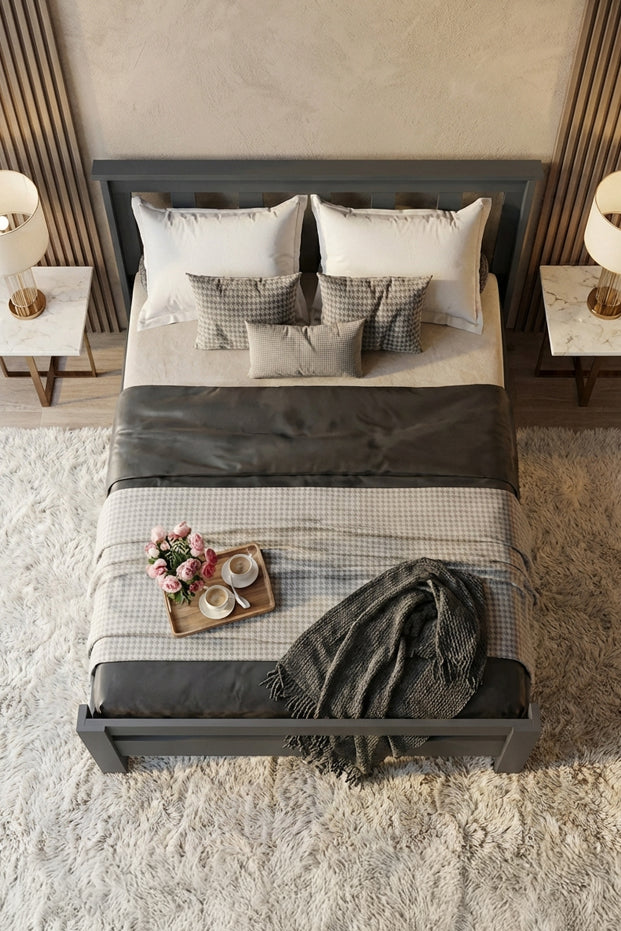 Ninnimo Still 160X200 Yatak Uyumlu Çift Kişilik Antrasit Karyola - SÇY-4