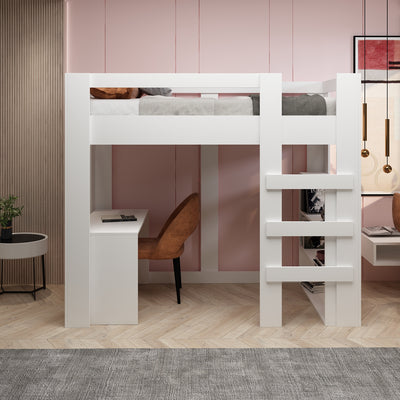 Yaşam 90X190 Yatak Uyumu Karyola Çalışma Masalı Kitaplıklı Led Işıklı Karyola