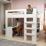 Yaşam 90X190 Yatak Uyumu Karyola Çalışma Masalı Kitaplıklı Led Işıklı Karyola