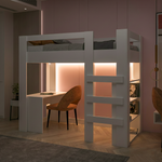 Yaşam 90X190 Yatak Uyumu Karyola Çalışma Masalı Kitaplıklı Led Işıklı Karyola