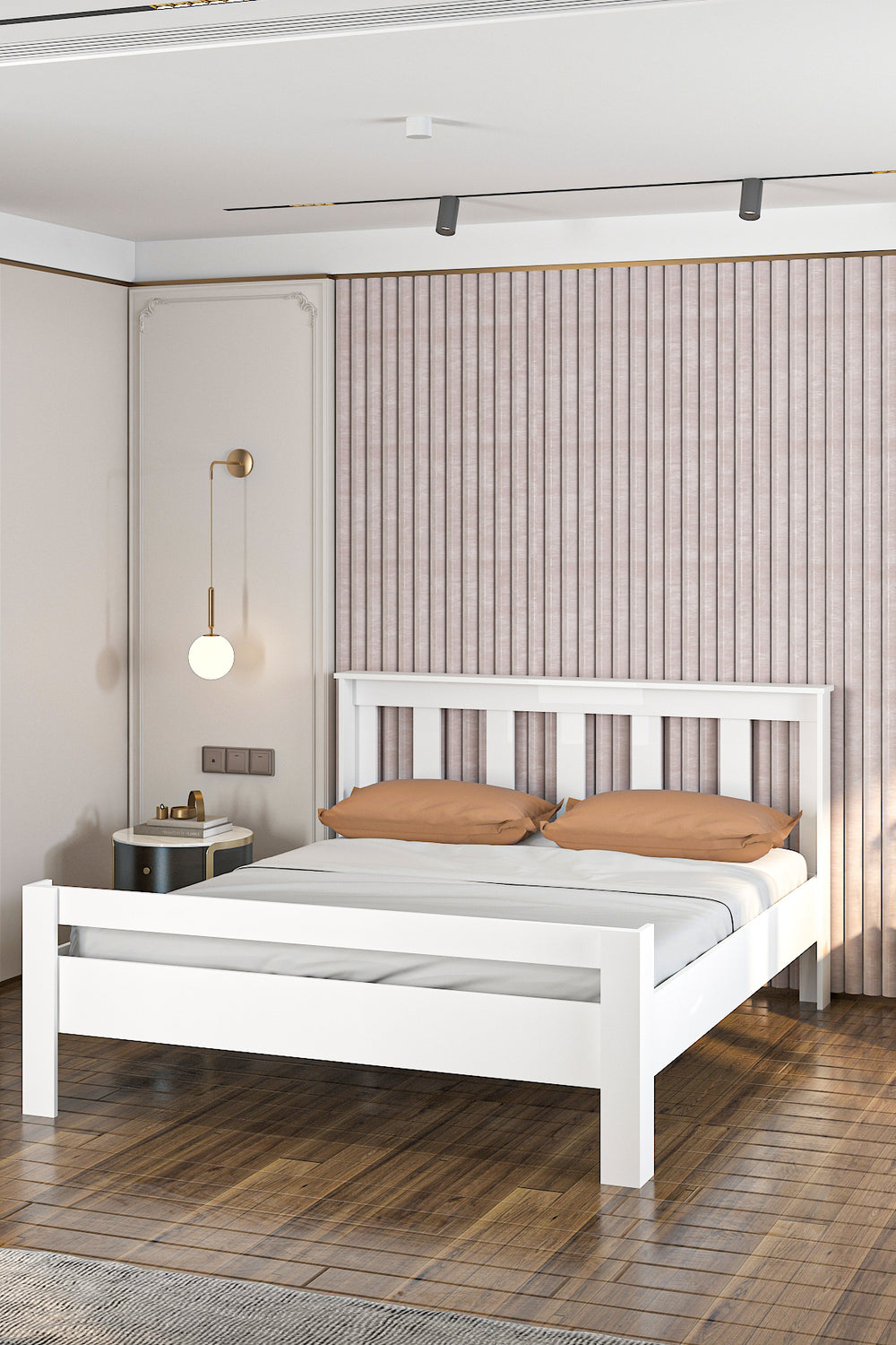 Still 150x200 Yatak Uyumlu Çift Kişilik Mdf Beyaz Karyola Msçy-1