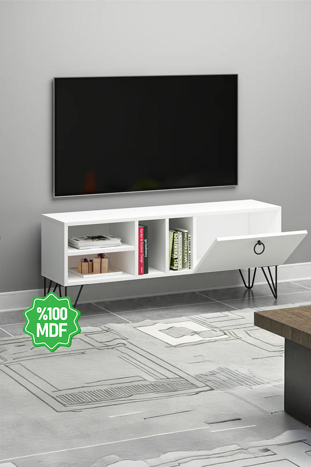Esbi Kapaklı Beyaz MDF Tv Ünitesi & Tv Sehpası