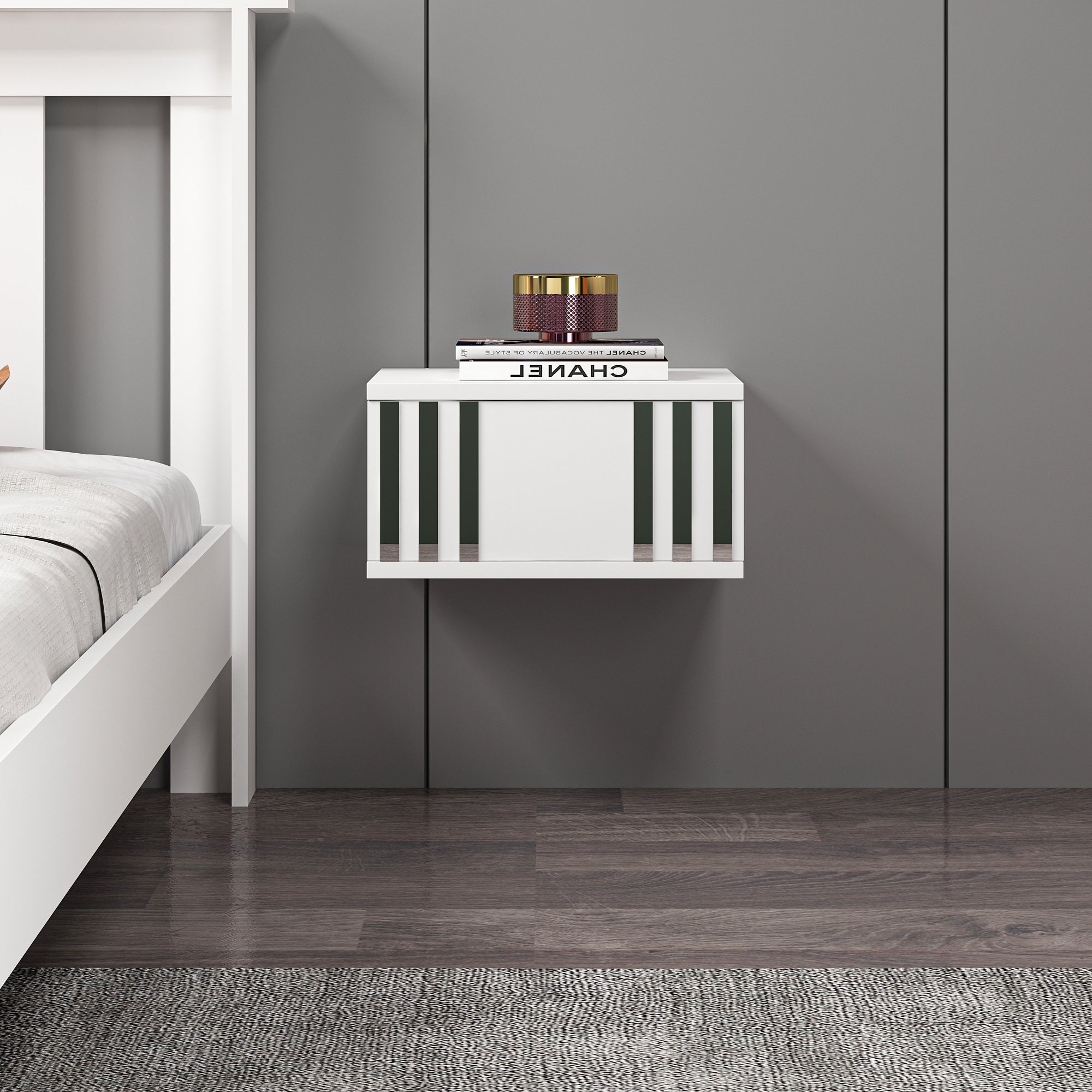 Mdf Beyaz Duvara Monte Komodin DMK104