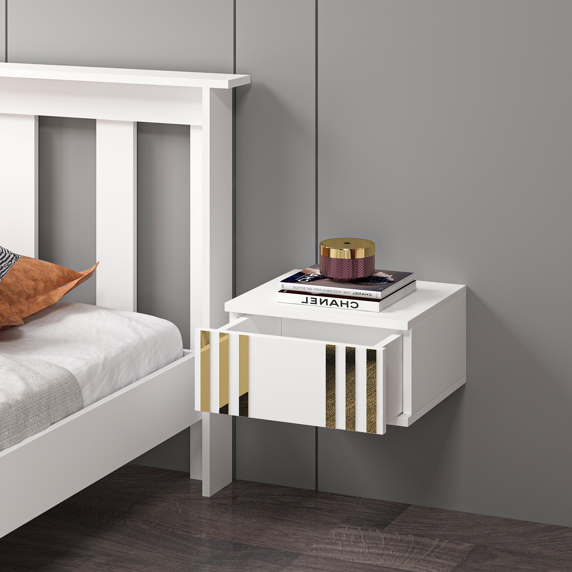 Mdf Beyaz Duvara Monte Komodin DMG1004