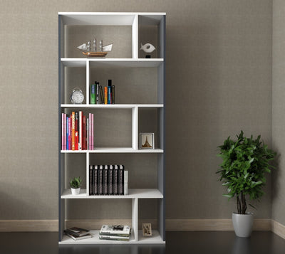 Ninnimo Stylish Kitaplık Antrasit Beyaz S3 K-1018