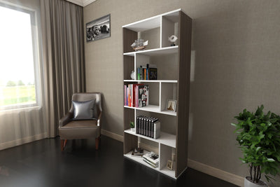 Ninnimo Stylish Kitaplık Ceviz Beyaz S2 K-1019