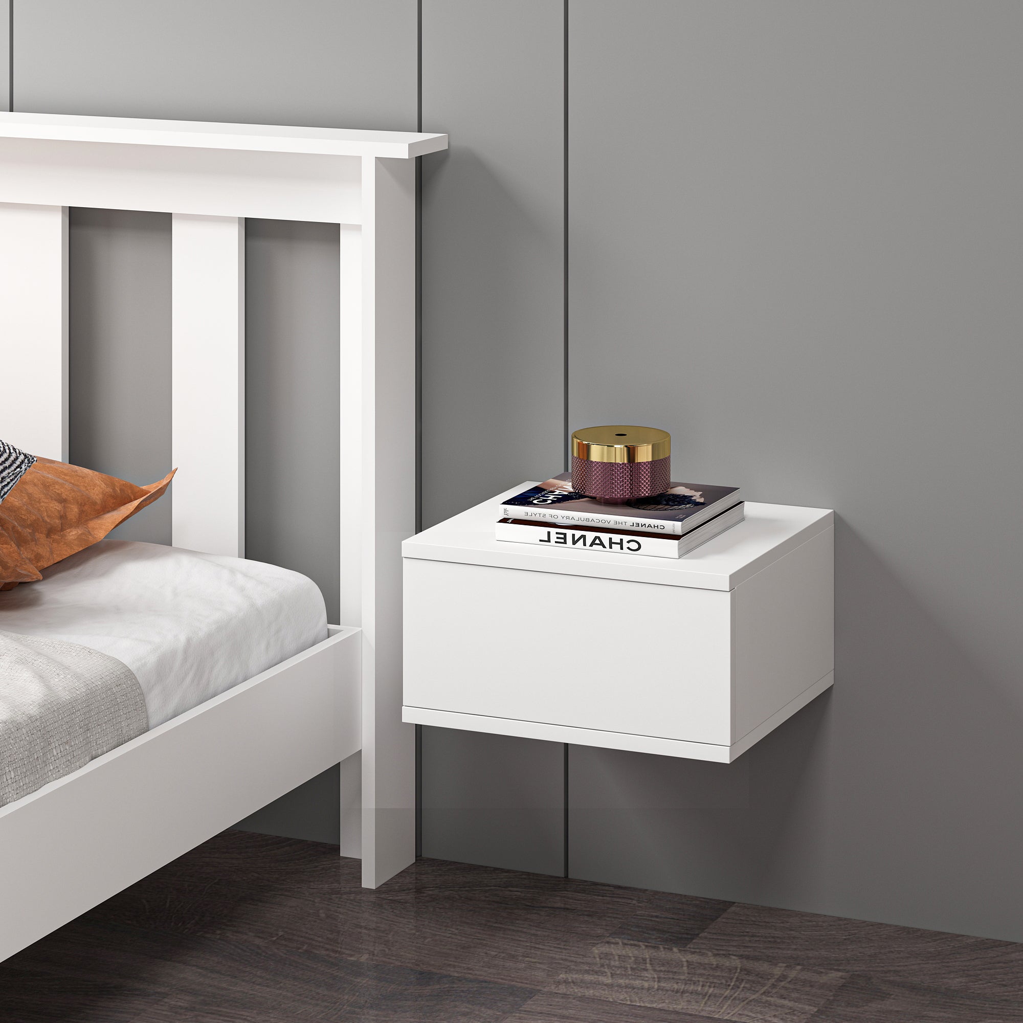 Mdf Beyaz Duvara Monte Komodin DM1005