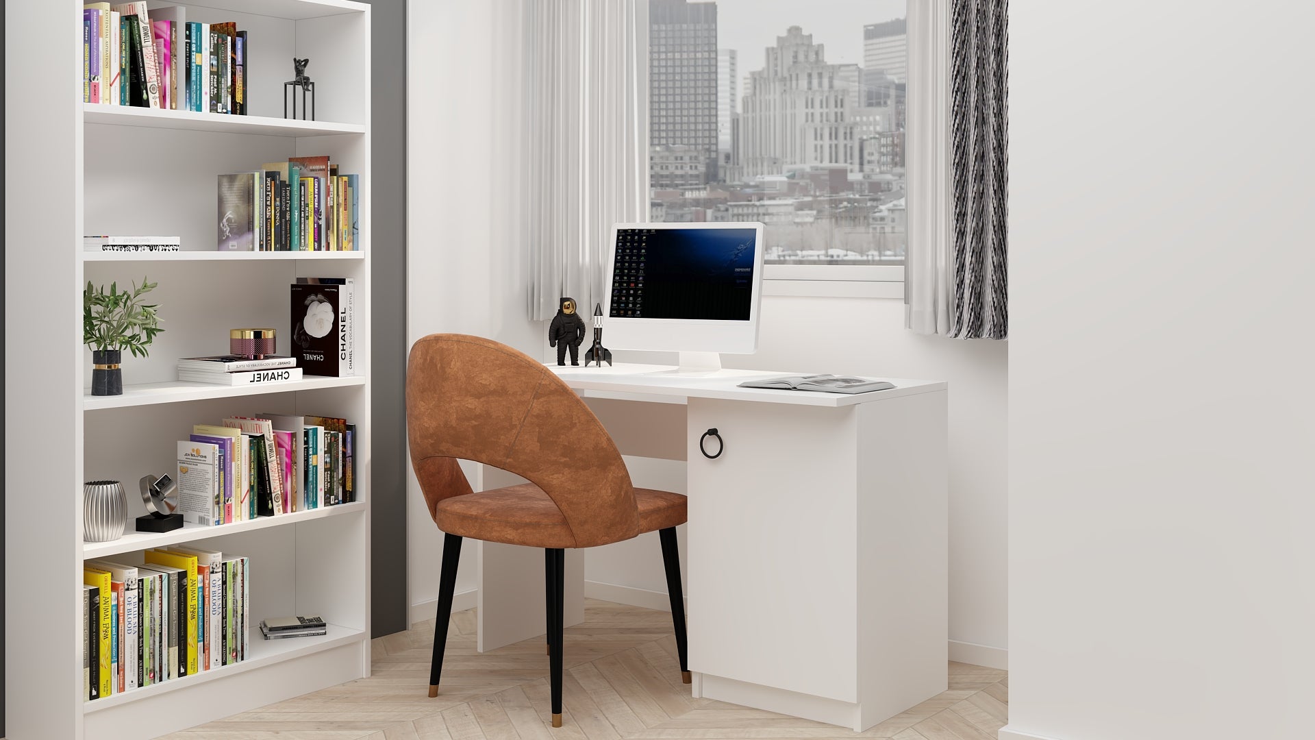 Ninnimo 4 Parçalı Beyaz MDF Yaşam Genç Odası Takımı (Karyola 90x190, Gardırop, Kitaplık ve Çalışma Masası)