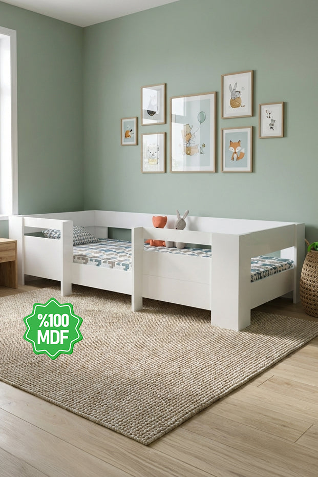 Ninnimo 80x160 Yatak Uyumlu Beyaz MDF Montessori Karyola- MM5-1 80X160