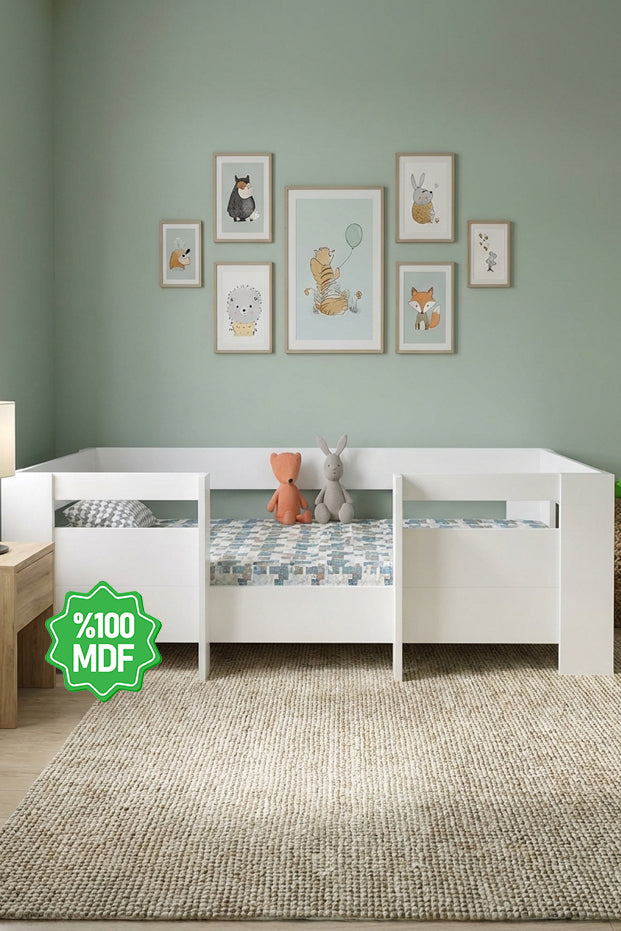 Ninnimo 80x160 Yatak Uyumlu Beyaz MDF Montessori Karyola- MM5-1 80X160