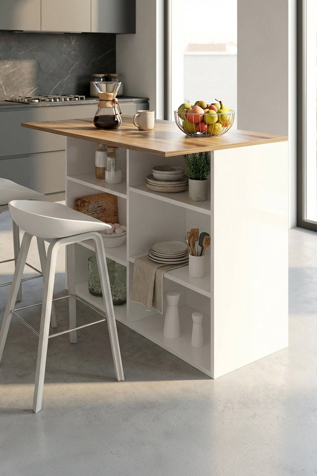 Jack Çok Amaçlı Mutfak Dolabı MDF Mutfak Adası Beyaz Çırağan