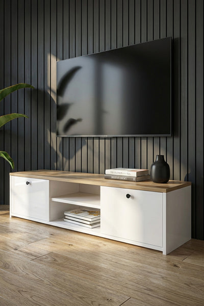 Oki Beyaz Çırağan MDF Tv Ünitesi & Tv Sehpası
