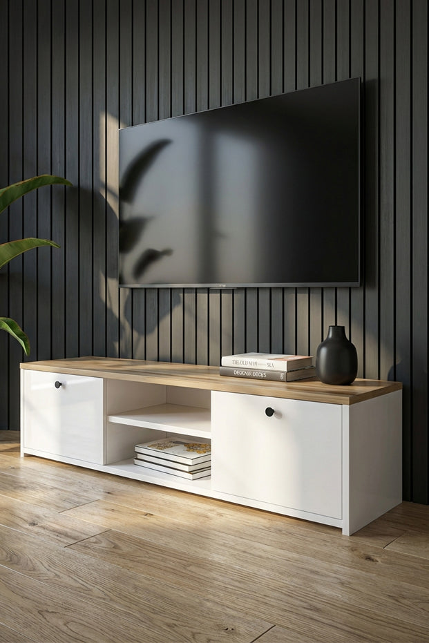 Oki Beyaz Çırağan MDF Tv Ünitesi & Tv Sehpası