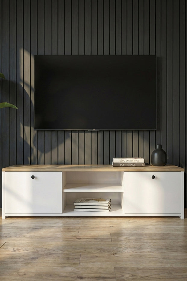 Oki Beyaz Çırağan MDF Tv Ünitesi & Tv Sehpası