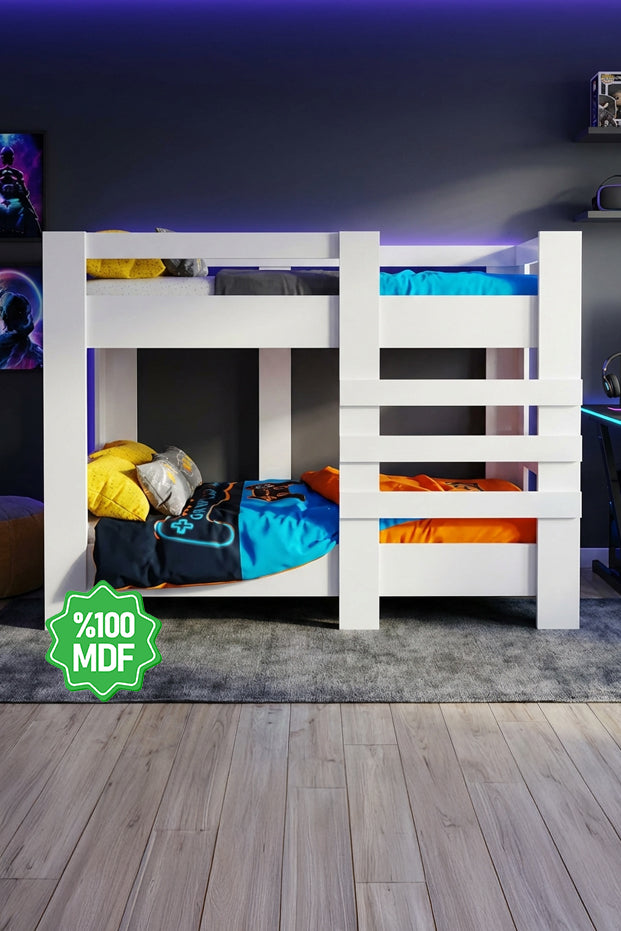 Ninnimo 90x190 Yatak Uyumlu Beyaz MDF Star Ranza- MR96-1