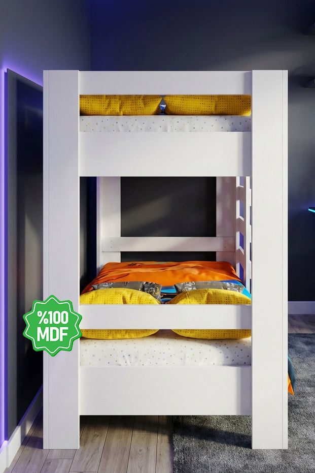 Ninnimo 90x190 Yatak Uyumlu Beyaz MDF Star Ranza- MR96-1