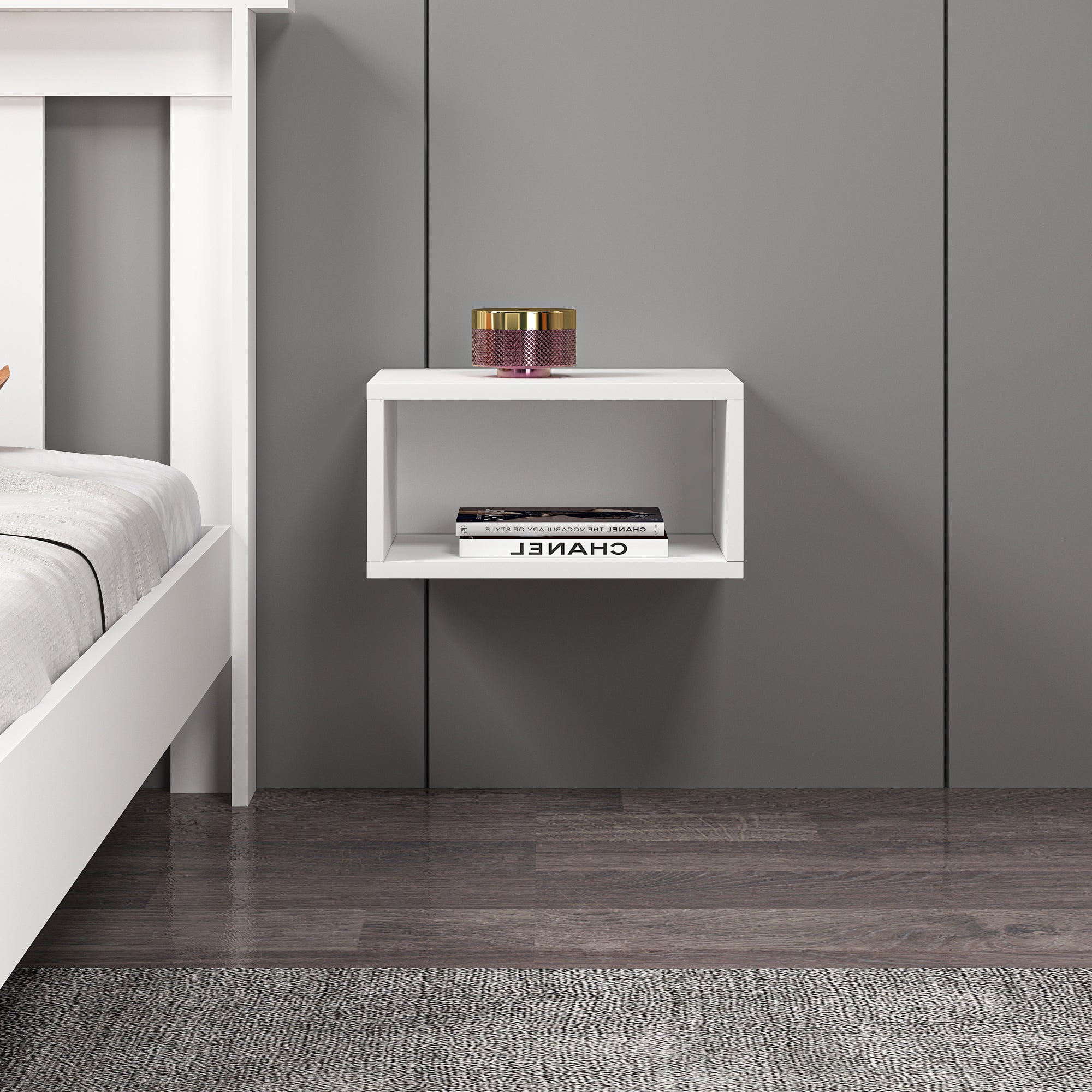 Mdf Beyaz Duvara Monte Komodin DM1006