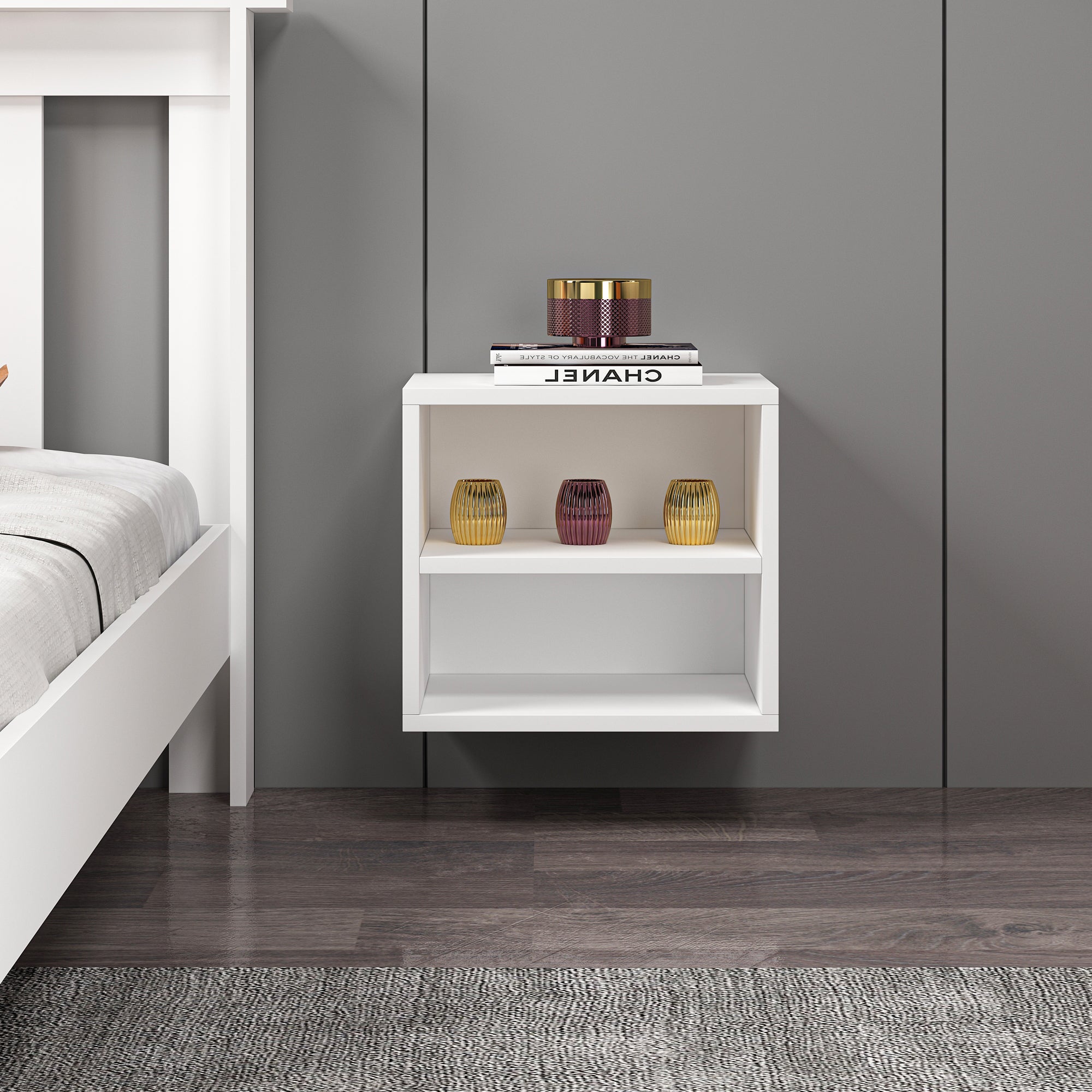 Mdf Beyaz Duvara Monte Komodin DM1007