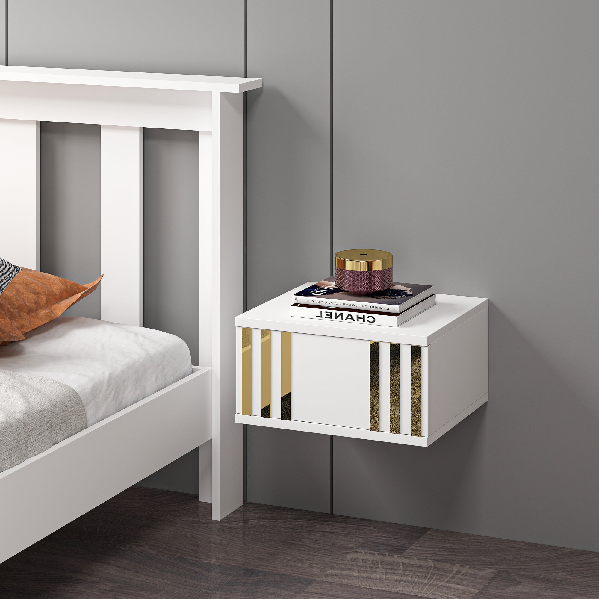 Mdf Beyaz Duvara Monte Komodin DMG1004