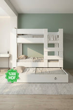 Ninnimo 90x190 Yatak Uyumlu Beyaz Mdf Genç Ranza- MR20-1