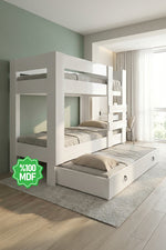 Ninnimo 90x190 Yatak Uyumlu Beyaz Mdf Genç Ranza- MR20-1