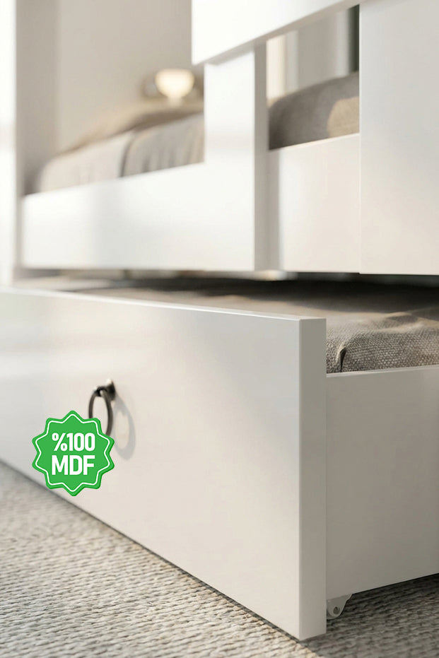 Ninnimo 90x190 Yatak Uyumlu Beyaz Mdf Genç Ranza- MR20-1