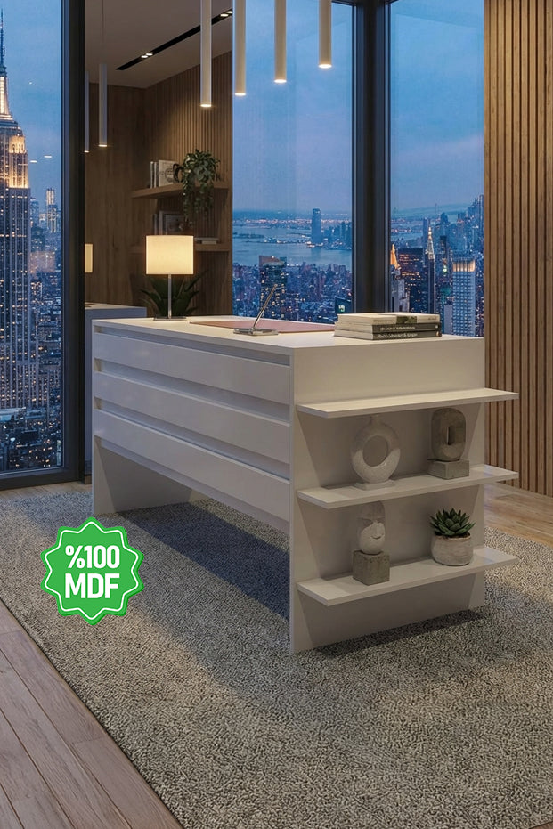 Ninnimo Soft Çalışma Masası Beyaz Mdf Ofis Çalışma Masası