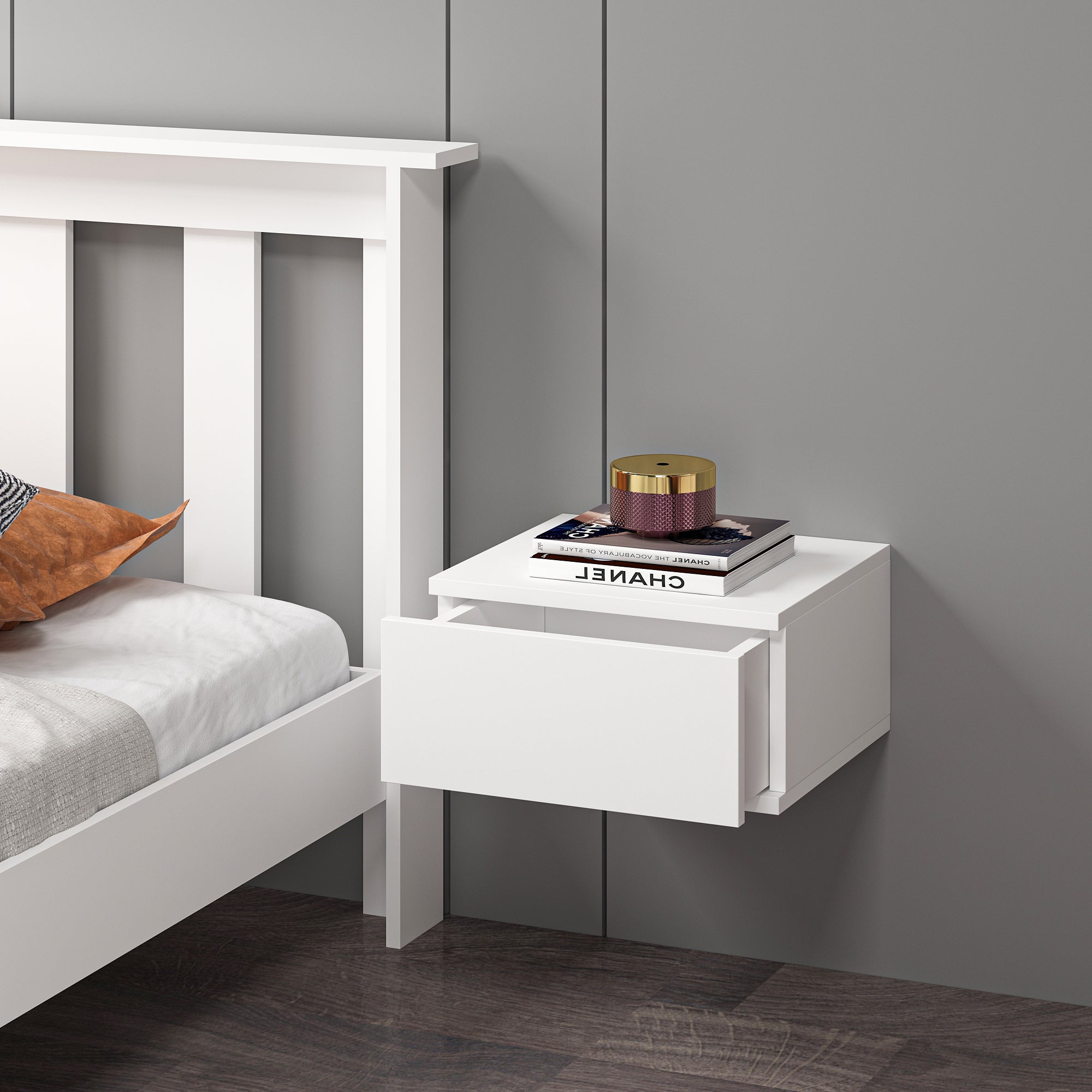 Mdf Beyaz Duvara Monte Komodin DM1005