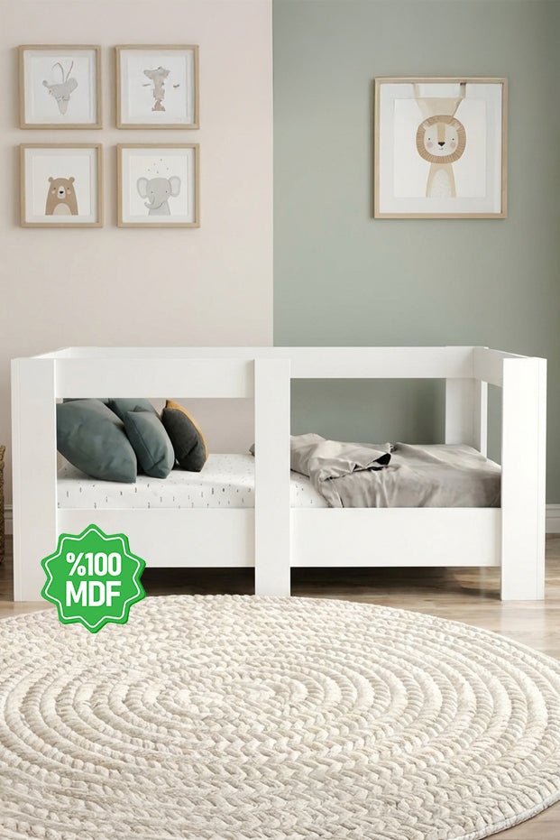 Ninnimo 70x140 Yatak Uyumlu Beyaz MDF Montessori Karyola- MY2 70X140-1