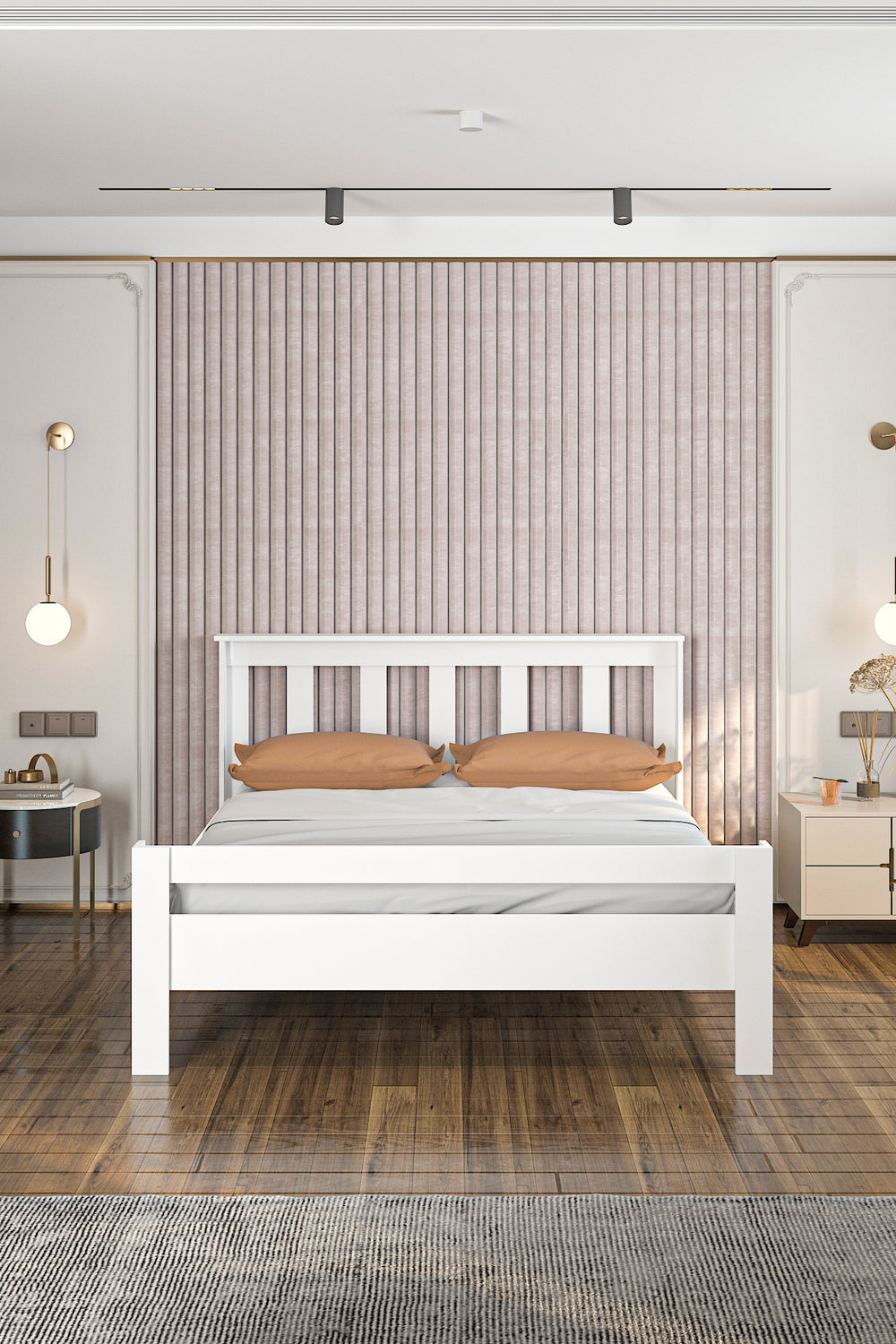 Still 150x200 Yatak Uyumlu Çift Kişilik Mdf Beyaz Karyola Msçy-1