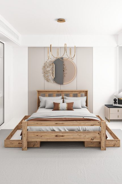 Ni̇nni̇mo Arya Çi̇ft Ki̇şi̇li̇k 160x200 Yatak Uyumlu Ceviz Çekmeceli̇ Karyola - AÇY-2