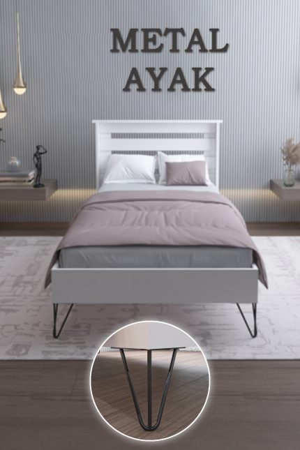 Ninnimo YENİ STİLL 90x190 Yatak Uyumlu Mdf Beyaz Tek Kişilik Karyola
